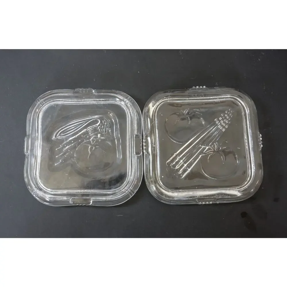 VTG Federal Glass Refrigerator Dish Set 2 Square Retro Midcentury Cottage Farm